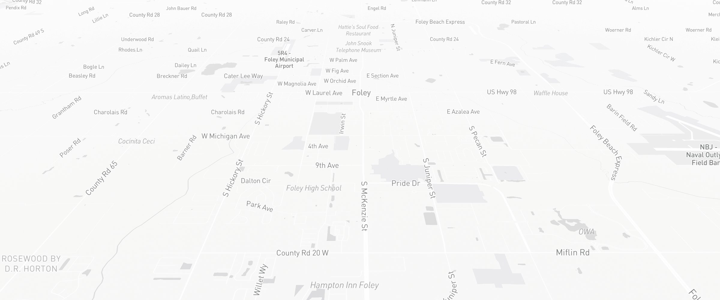 Neighborhood map of Foley, AL — the area served by Life Insurance Agents of Foley Group